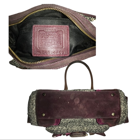 Vintage COACH Tweed and Leather Satchel Bag - Picture 4 of 13